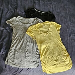 Women's Casual Maternity V-Neck Tops - Black, Gray, and Yellow